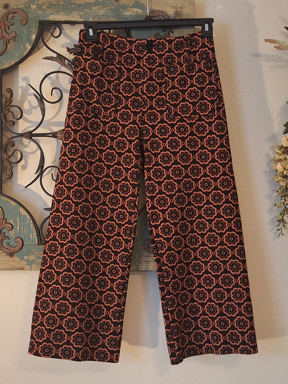 Anthropologie Blk/Brn Patterned Wide-Leg Pants. Size 28 Excellent Condition - Picture 6 of 16